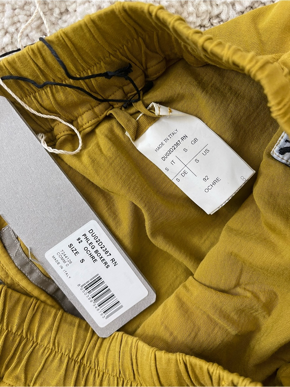 Rick Owens Mustard Phleg Boxer Shorts - Picture 3 of 6